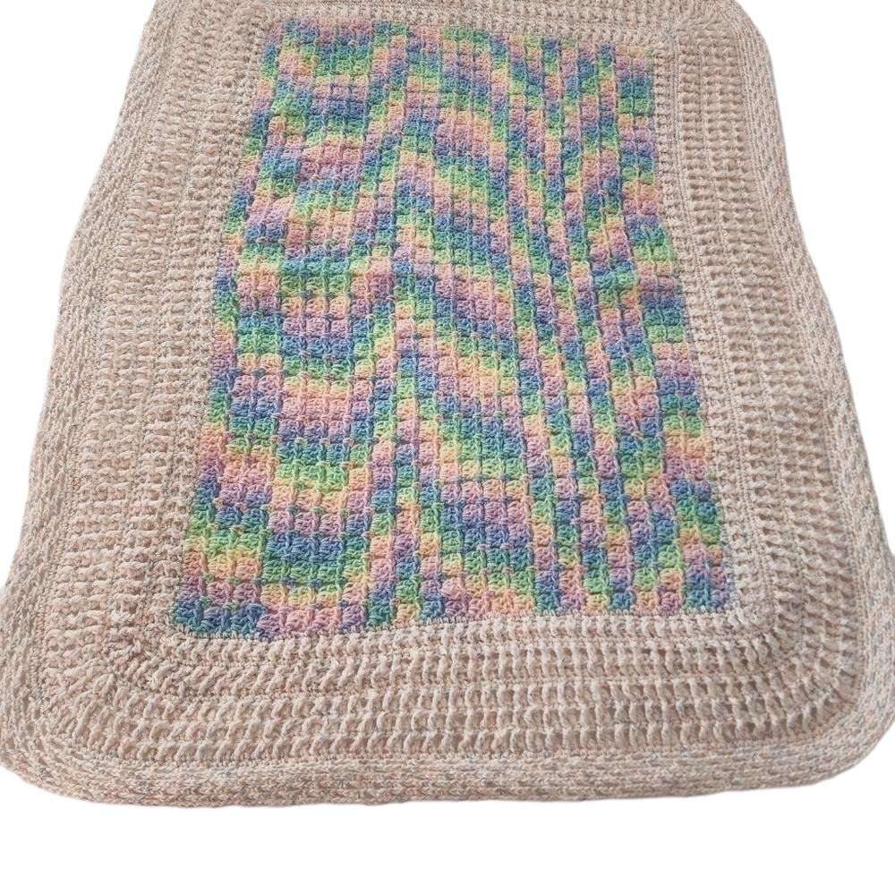 Handmade Crochet Baby Blanket Multi Color in the middle
